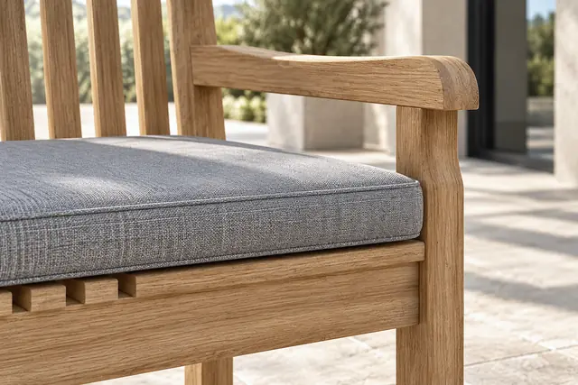 Sunbrella Cast Ash cushion on the Classic armchair