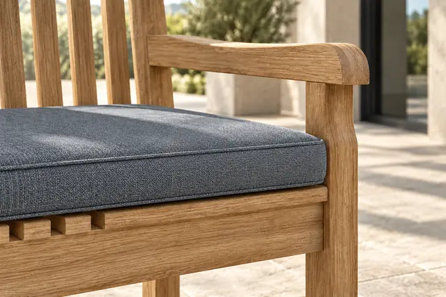 Sunbrella Cast Slate cushion on the Classic armchair