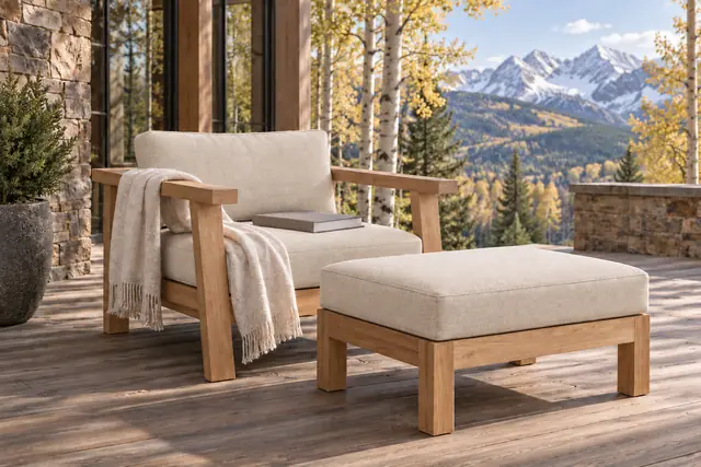 Sunbrella Canvas Natural cushion on the Palermo armchair