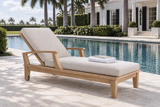 Sunbrella Canvas Natural cushion on the Brianna lounger