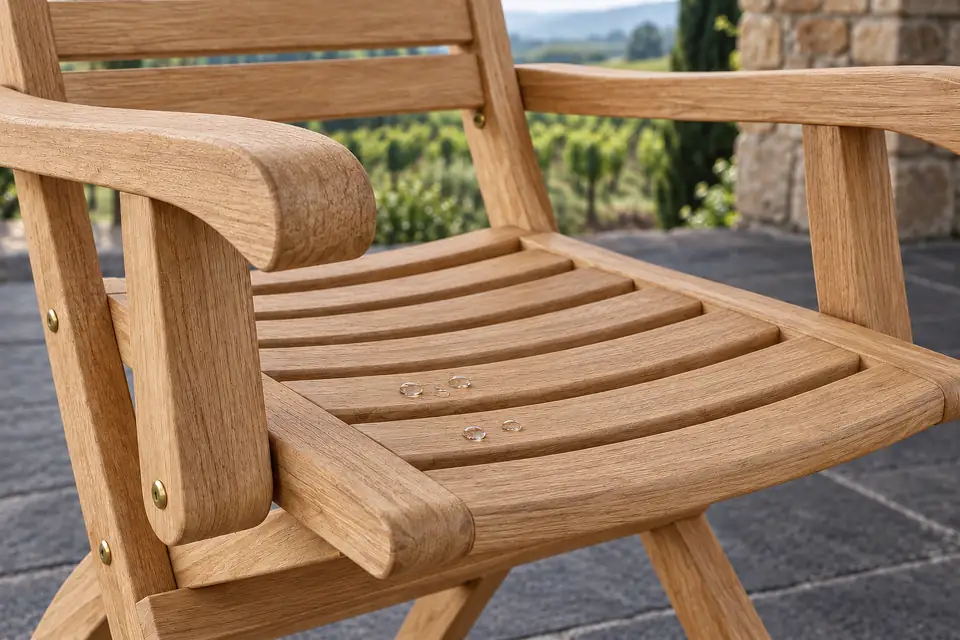 Rain on teak slats