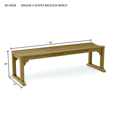 Mason 3-Seater Backless Bench, Anderson product photo 3