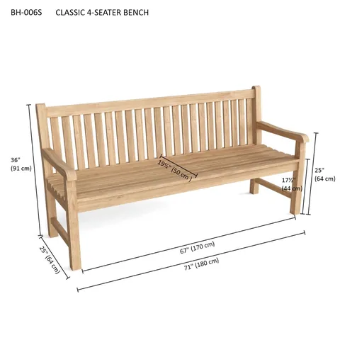 Classic Garden Bench 6 ft, 71 in, Anderson product photo 3