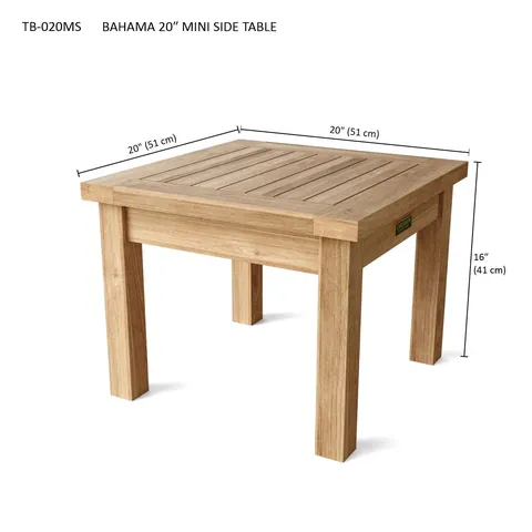 Bahama 20 in Square Mini Table, Anderson product photo 3