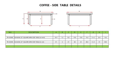 Bahama 20 in Square Mini Table, Anderson product photo 4