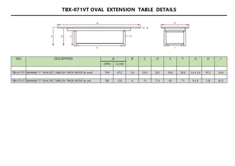 Bahama 71 in Oval Extension Table, Anderson product photo 6